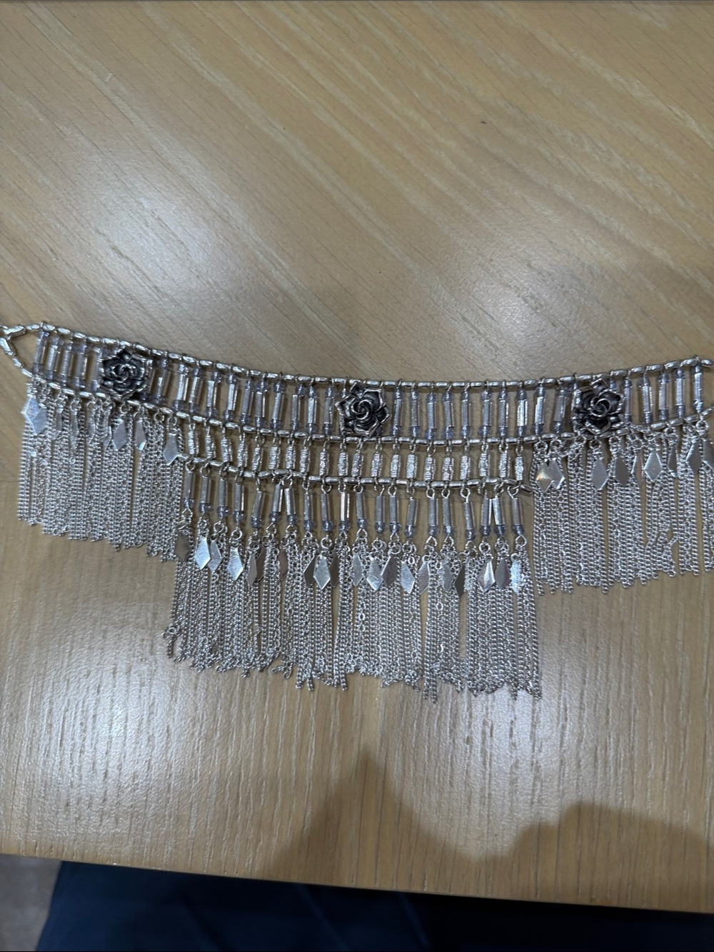 Silver Floral Fringe anthropology chocker